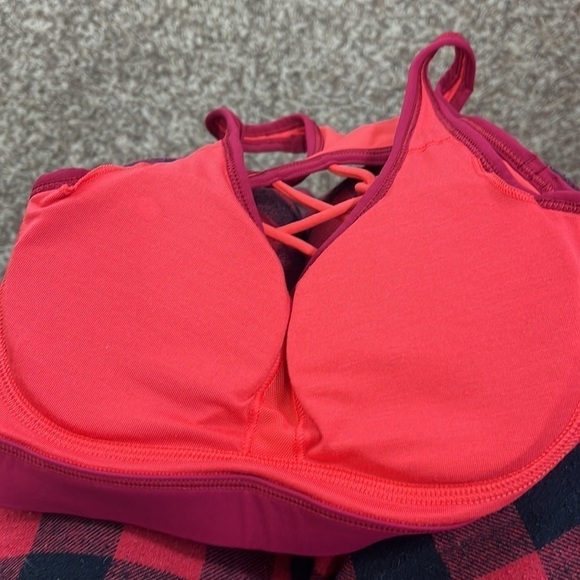Lululemon Sweaty or Not Bra II Women's 2 Alarming Cranberry Coral Red Strappy - Picture 6 of 13